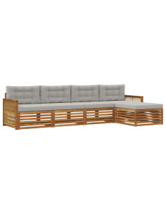 Set di divani da esterno 5 pcs Naturale e Grigio Chiaro
