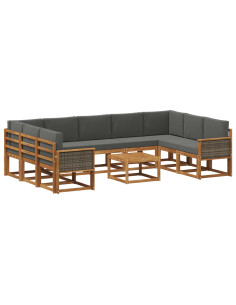 Set di divani da esterno 10 pcs Naturale e Antracite