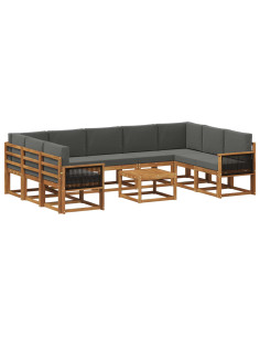 Set di divani da esterno 10 pcs Naturale e Antracite