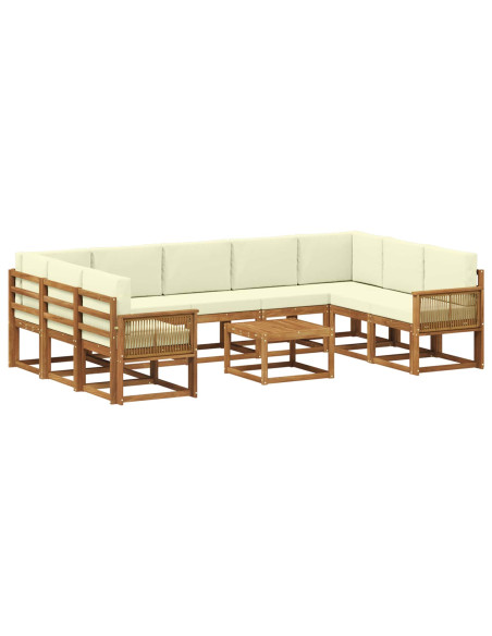 Set di divani da esterno con cuscino 10 pcs Naturale e Crema