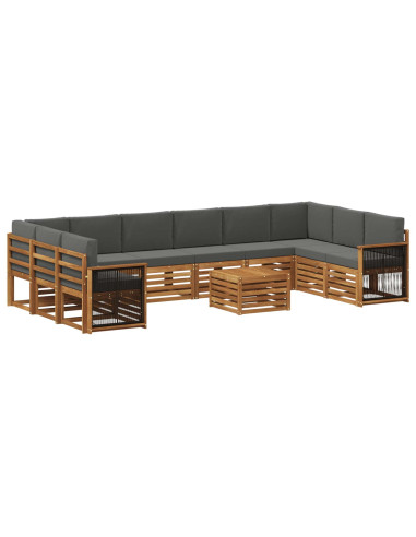 Set di divani da esterno con cuscino 8 pcs Naturale e Antracite