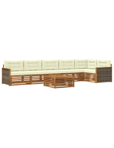 Set di divani da esterno con cuscino 7 pcs Naturale e Crema