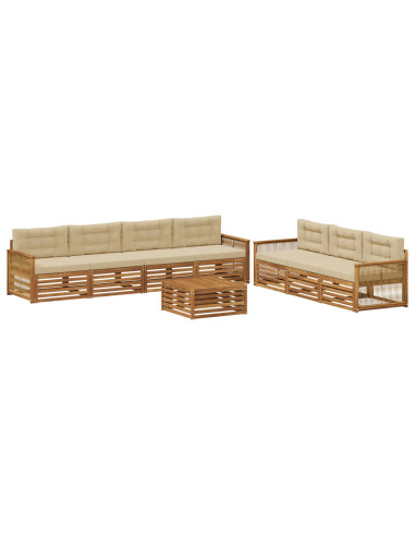Set di divani da esterno con cuscino 8 pcs Naturale e Beige