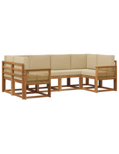 Set di divani da esterno con cuscino 6 pcs Naturale e Beige