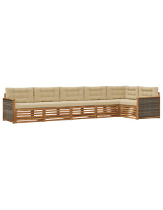 Set di divani da esterno con cuscino 6 pcs Naturale e Beige