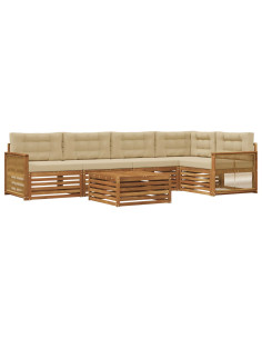 Set di divani da esterno con cuscino 6 pcs Naturale e Beige