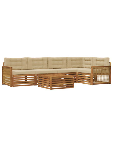 Set di divani da esterno con cuscino 6 pcs Naturale e Beige