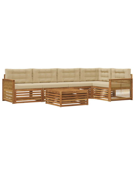 Set di divani da esterno con cuscino 6 pcs Naturale e Beige