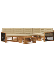 Set di divani da esterno con cuscino 6 pcs Naturale e Beige