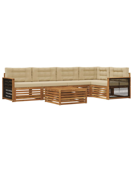 Set di divani da esterno con cuscino 6 pcs Naturale e Beige