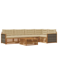 Set di divani da esterno con cuscino 6 pcs Naturale e Beige