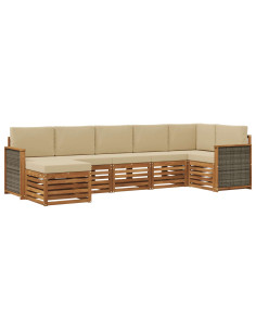 Set divano sezionale con cuscino 6 pcs Naturale
