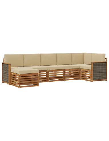 Set divano sezionale con cuscino 6 pcs Naturale