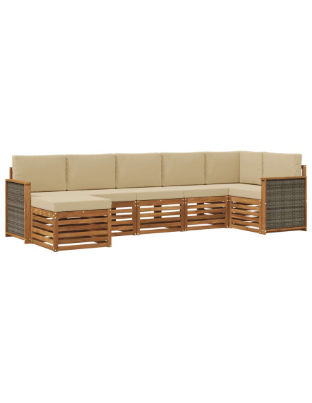 Set divano sezionale con cuscino 6 pcs Naturale