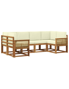 Set di divani da esterno con cuscino 6 pcs Naturale e Crema