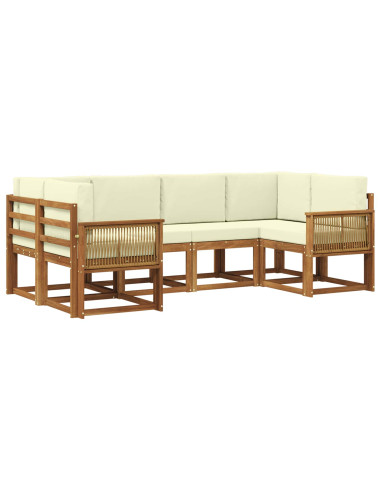 Set di divani da esterno con cuscino 6 pcs Naturale e Crema