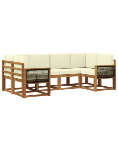 Set di divani da esterno con cuscino 6 pcs Naturale e Crema