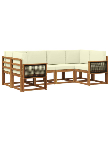 Set di divani da esterno con cuscino 6 pcs Naturale e Crema