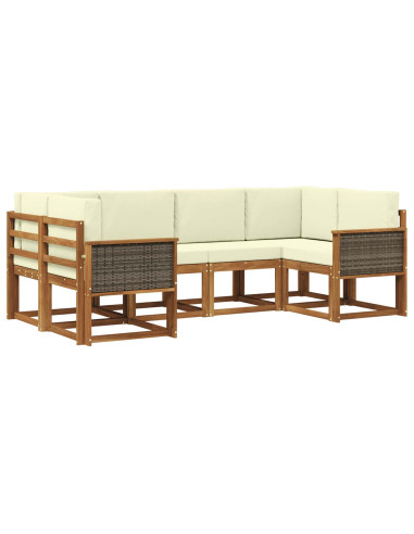 Set di divani da esterno con cuscino 6 pcs Naturale e Crema