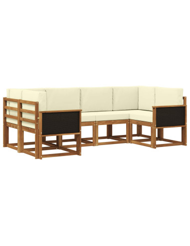 Set di divani da esterno con cuscino 6 pcs Naturale e Crema