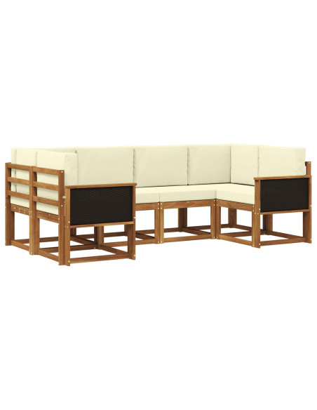 Set di divani da esterno con cuscino 6 pcs Naturale e Crema