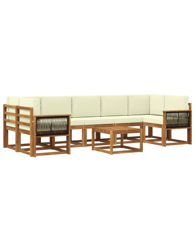 Set di divani da esterno con cuscino 6 pcs Naturale e Crema