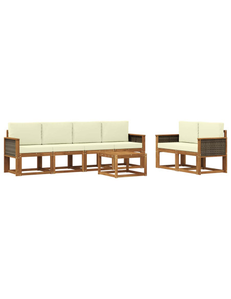Set di divani da esterno con cuscino 6 pcs Naturale e Crema