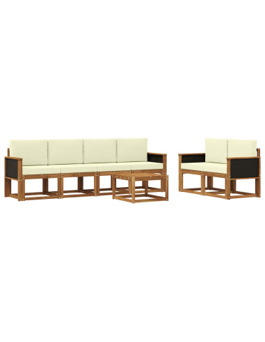 Set di divani da esterno con cuscino 6 pcs Naturale e Crema