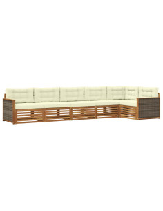 Set di divani da esterno con cuscino 6 pcs Naturale e Crema