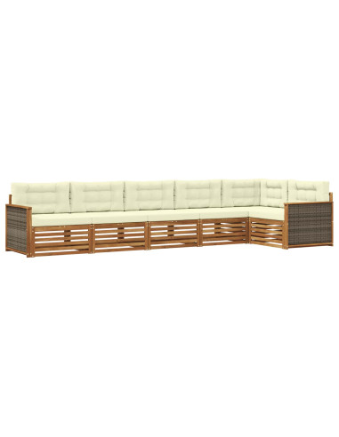 Set di divani da esterno con cuscino 6 pcs Naturale e Crema