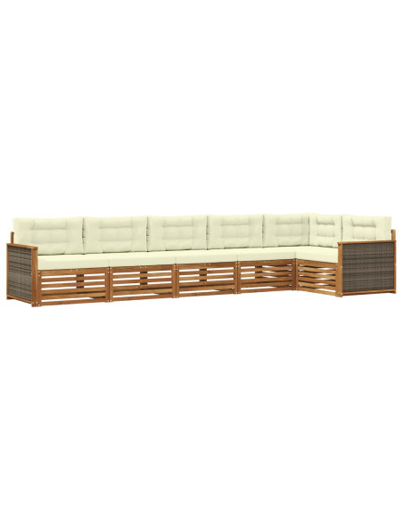 Set di divani da esterno con cuscino 6 pcs Naturale e Crema