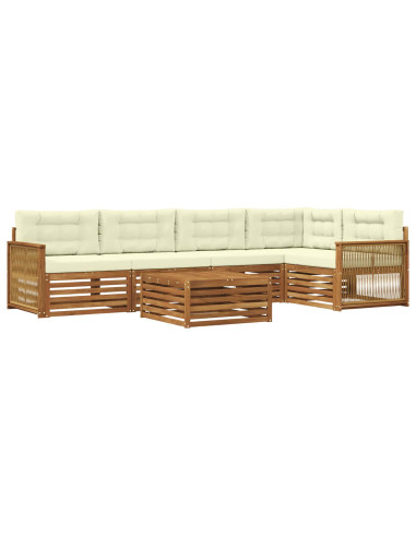 Set di divani da esterno con cuscino 6 pcs Naturale e Crema