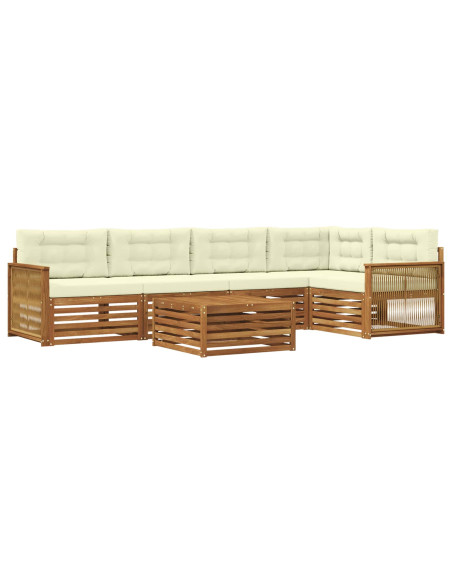 Set di divani da esterno con cuscino 6 pcs Naturale e Crema