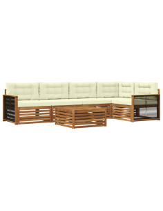 Set di divani da esterno con cuscino 6 pcs Naturale e Crema