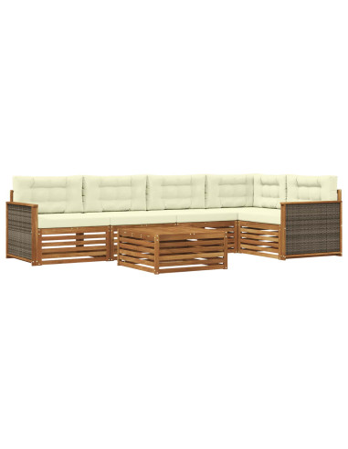 Set di divani da esterno con cuscino 6 pcs Naturale e Crema