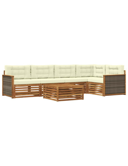 Set di divani da esterno con cuscino 6 pcs Naturale e Crema