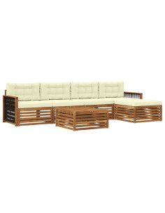 Set di divani da esterno con cuscino 6 pcs Naturale e Crema