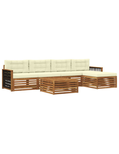 Set di divani da esterno con cuscino 6 pcs Naturale e Crema