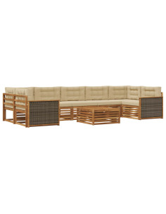 Set di divani da esterno con cuscino 8 pcs Naturale e Beige