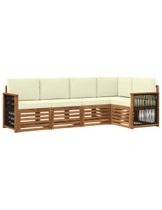 Set divano sezionale con cuscino 4 pcs Naturale e Crema