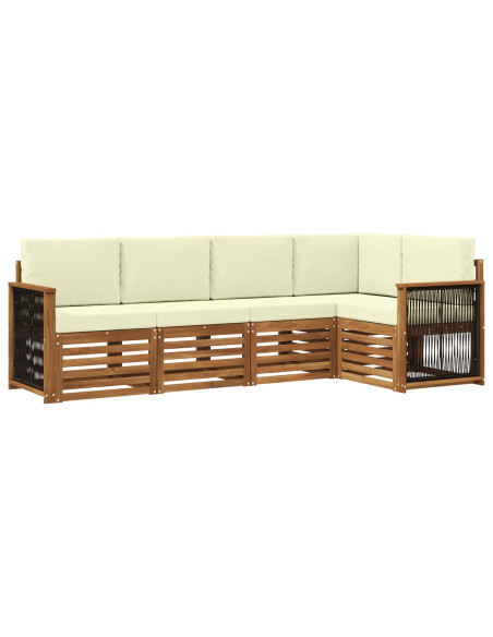 Set divano sezionale con cuscino 4 pcs Naturale e Crema
