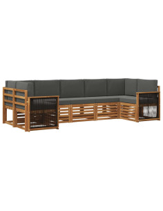 Set divano sezionale con cuscino 6 pcs Naturale e Antracite
