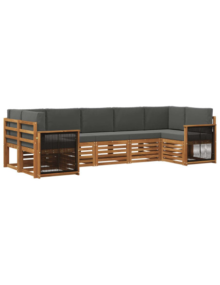 Set divano sezionale con cuscino 6 pcs Naturale e Antracite