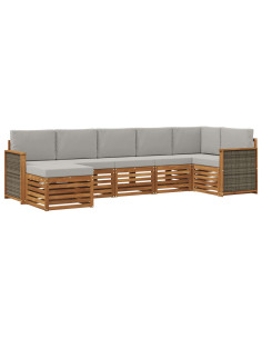 Set divano sezionale con cuscino 6 pcs Naturale e Grigio Chiaro