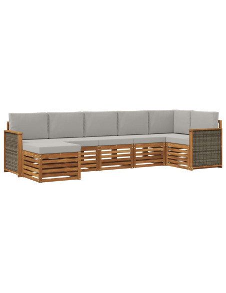 Set divano sezionale con cuscino 6 pcs Naturale e Grigio Chiaro