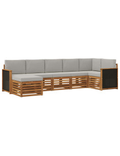 Set divano sezionale con cuscino 6 pcs Naturale e Grigio Chiaro