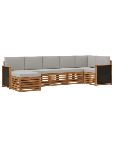 Set divano sezionale con cuscino 6 pcs Naturale e Grigio Chiaro