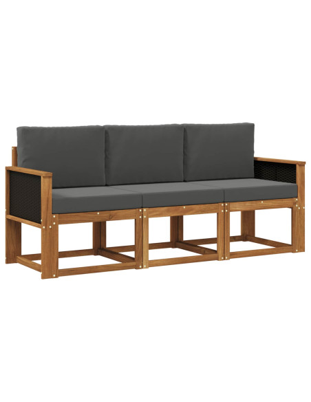 Set di divani da esterno con cuscino 3 pcs Naturale e Antracite