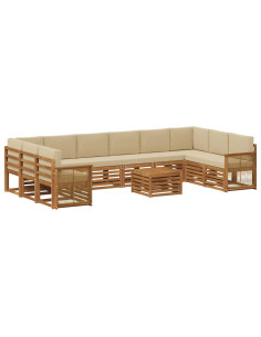 Set di divani da esterno con cuscino 8 pcs Naturale