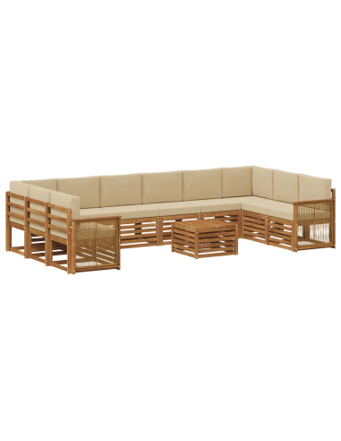 Set di divani da esterno con cuscino 8 pcs Naturale